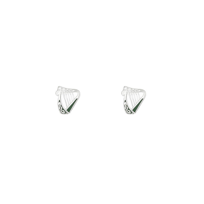 Grá Collection Harp With Stones Earrings Sterling Silver